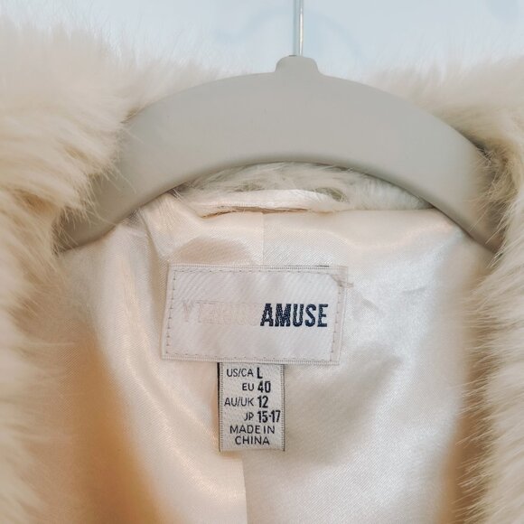 Amuse Society Faux Fur Jacket - L - Cream - Picture 5 of 6